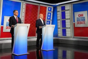 In Becerra and Hilton’s Only Scheduled Debate, Trump Was the Main Character